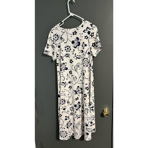 LuLaRoe Blue floral Cotton High Low Dress with Scoop Neck small - Picture 3 of 3